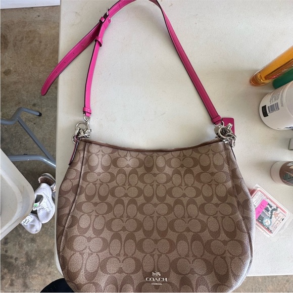 Coach Handbags - Coach Tan and Pink Shoulder Bag
